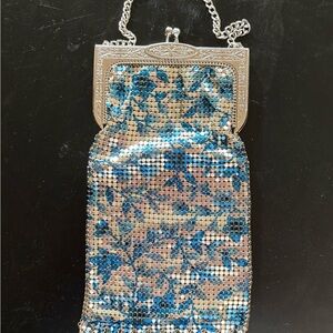 Whiting & Davis Blue and Silver Floral Crossbody Bag New